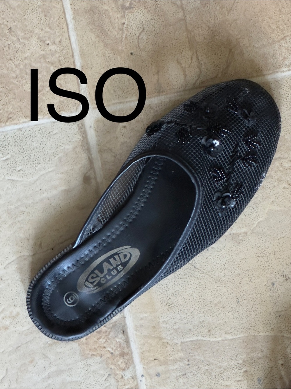 *ISO* island club chinese mesh beaded slippers